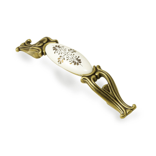 ручка скоба ornella 96мм. бронза с керамикой, золотой рисунок купить в https://rmkmasterium.ru/