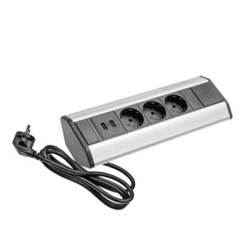 блок розеток угловой (3) серебро (277х74х74мм) 2 usb купить в https://rmkmasterium.ru/