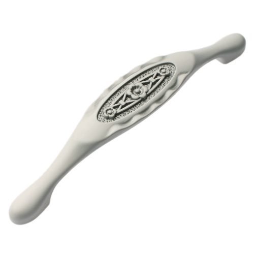 ручка скоба fs-128 128мм. серебро прованс/1013 белый матовый (т3) купить в https://rmkmasterium.ru/