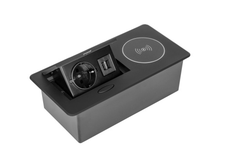 встраиваемый настольный удлинитель,1 гнездо,2*usb,беспроводная зарядка черный купить в https://rmkmasterium.ru/