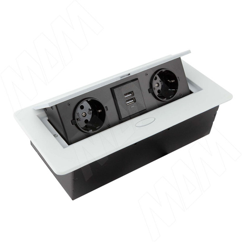 выдвижной блок розеток горизонтальный (2) белый (266х130х68мм) 2usbх2 2,1 а.2m кабель купить в https://rmkmasterium.ru/