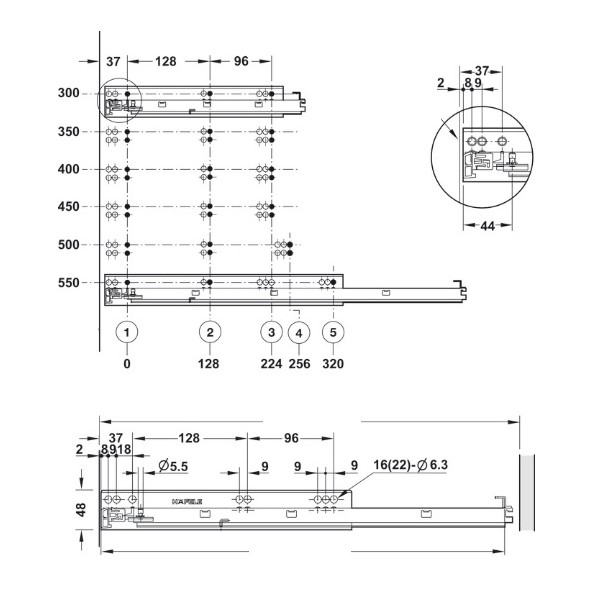 направляющие häfele полного выдвижения с доводчиком 550мм купить в https://rmkmasterium.ru/