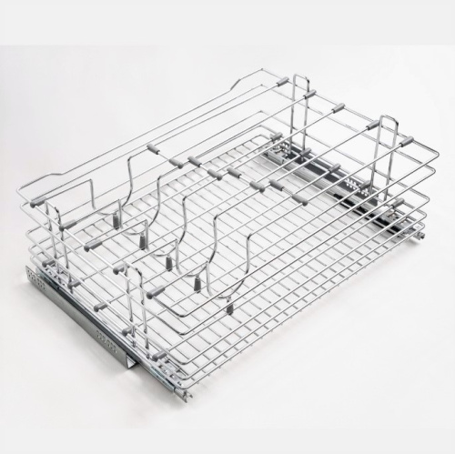 корзина выкатная для хранения сковородок и крышек в ниж. базу 800 без направляющих (хром) купить в https://rmkmasterium.ru/
